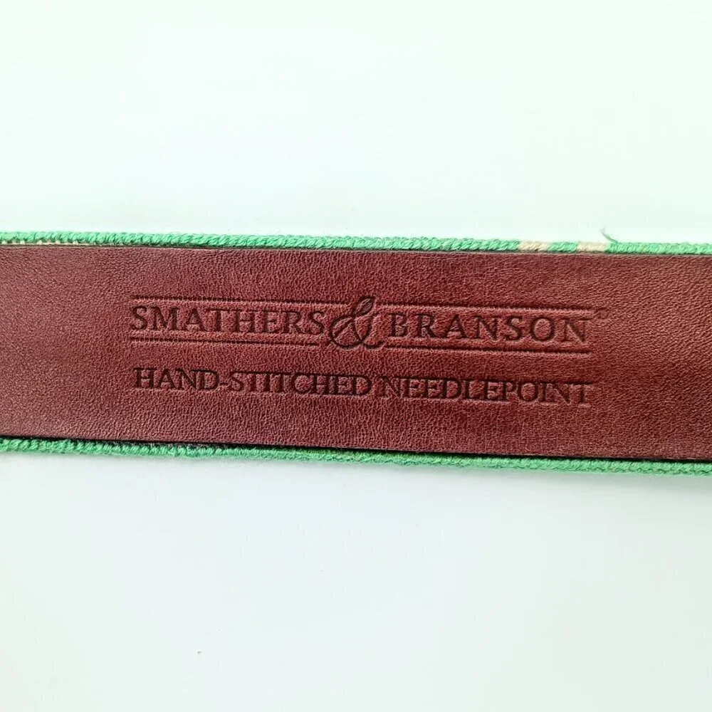 Smathers & Branson Hand-Stitched Needlepoint Leather Belt